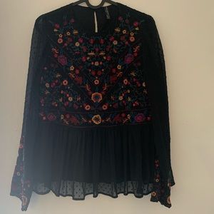 Embroidery and Swiss dot blouse